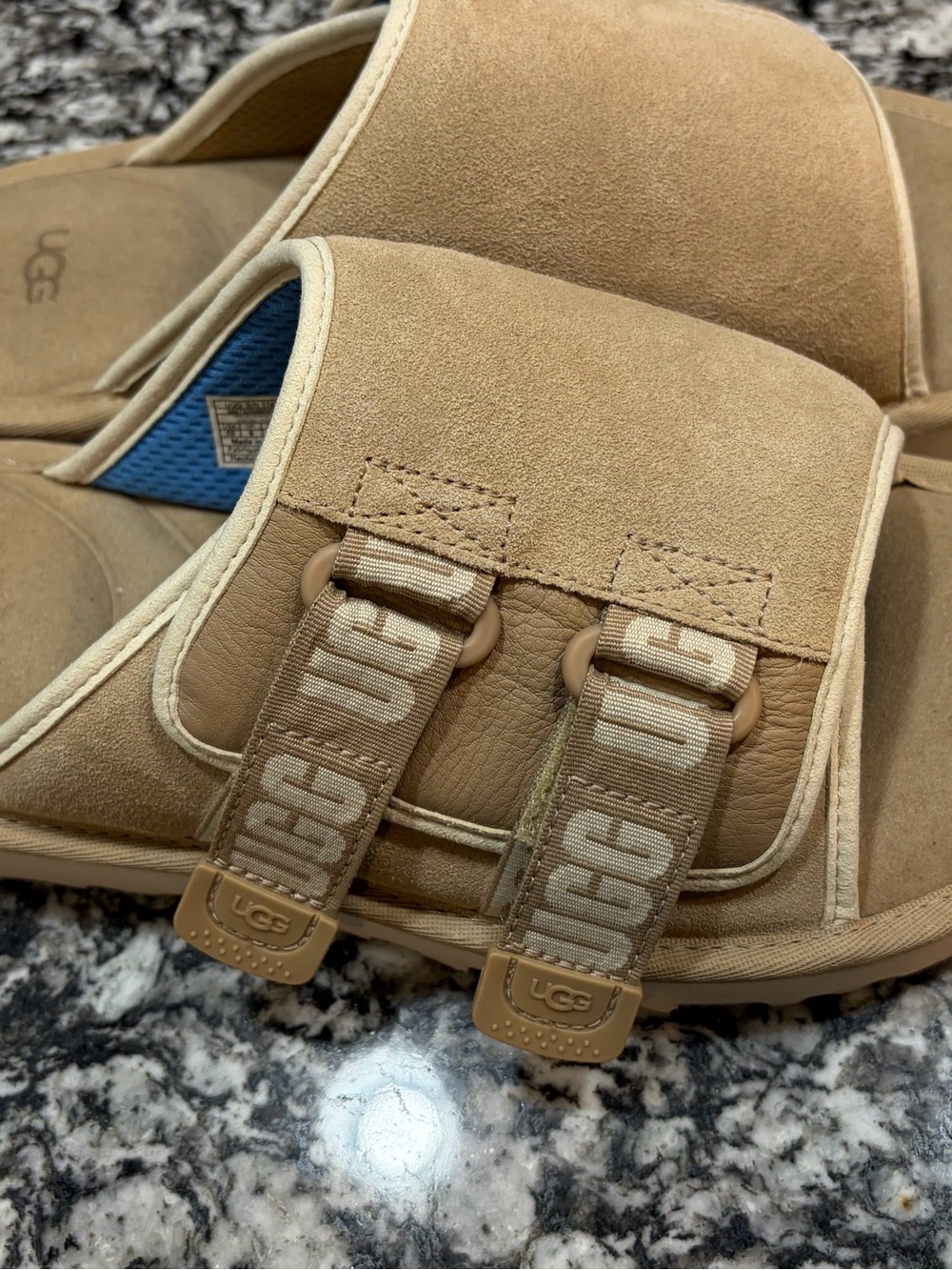 Uggs Men’s Golden Coast Strap Slide Tan Suede Size Us 10 EUC